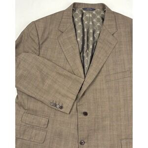 Brooks Brothers 1818 Madison Custom Sport Coat 50R 100% Wool Brown Plaid USA EUC